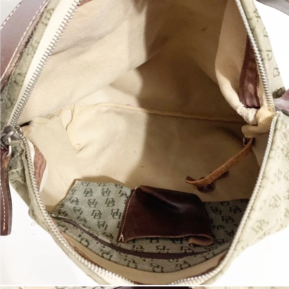 Dooney and Bourke Shoulder Bag Signature Canvas with Leather Accents Zip Closure